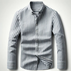 DALL_E2024-06-0810.18.51-Astylishstripedcasualshirtmadefromhigh-qualitycotton.Regularfit_suitableforcasualoccasions.Displaytheshirtonaplainwhitebackgroun Striped Casual Shirt